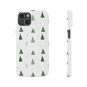 Custodia per telefono Winter Wonderland Pine Trees - Design stagionale festivo, custodia minimalista per iPhone di Natale, custodia protettiva per telefono di Natale