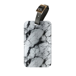Eleganter Marmor Acryl-Gepäckanhänger, schickes Reise-Accessoire mit Lederband, leichte Taschenkennzeichnung, Visitenkartenfach, Einheitsgröße