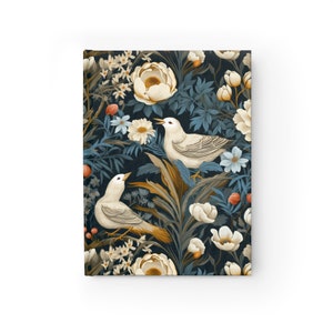 Carnet cartonné inspiré de William Morris | Conception classique William Morris | Carnet de notes ligné | Impression enveloppante et reliure carrée