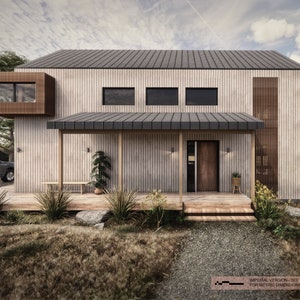 Yugen Barndominium - 20&#39;x40&#39; Modern Cabin or Cottage - 2 Bedroom 2 Bath Barndo - Complete PDF Design Drawings Plan Set