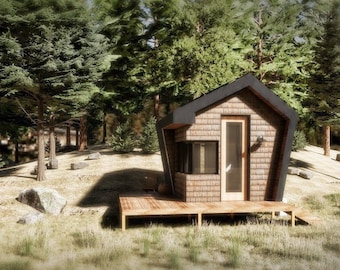 B.ende Cabin Cottage - 10&#39; x 15&#39; Modern Loft Tiny House - Design Drawings Blueprints PDF