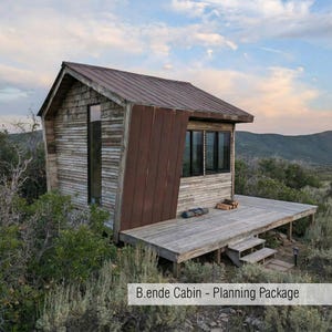 B.ende Cabin Planning Drawings | Micro Cabin Plans, Modern Tiny House Floor Plan, Off Grid Cabin Blueprint, Loft Cabin, Digital Download