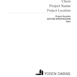 Puede incluir: Una imagen en blanco y negro de un logotipo de empresa para Yūgen Cabins. El logotipo es una imagen estilizada de una cabaña con techo y ventana. El texto "YŪGEN CABINS" está debajo de la imagen.