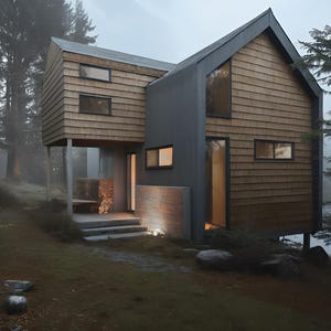 Tilt Loft Cabin Cottage - ideaal voor op een heuvel - 1.000 SF aangepaste architecturale bouwplannen pdf-blauwdrukken