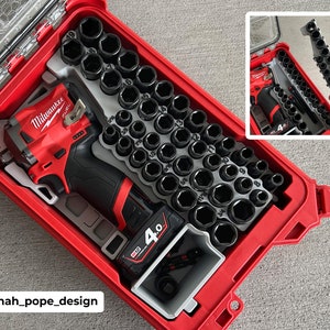 M12 Stubby Impact 3/8 socket set insert for Milwaukee Packout Compact Organizer | Jonah Pope Design Milwaukee Tools Accessories 48-22-8435