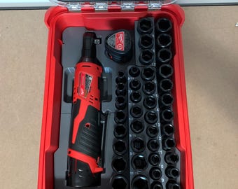 Milwaukee M12-ratelset en 3/8-slagdoppenset voor Milwaukee Packout Compact Organizer