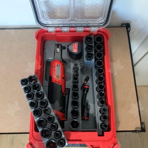 Milwaukee M12 High Speed Ratchet & 3/8 impact socket set Insert for Milwaukee Packout Compact Organizer