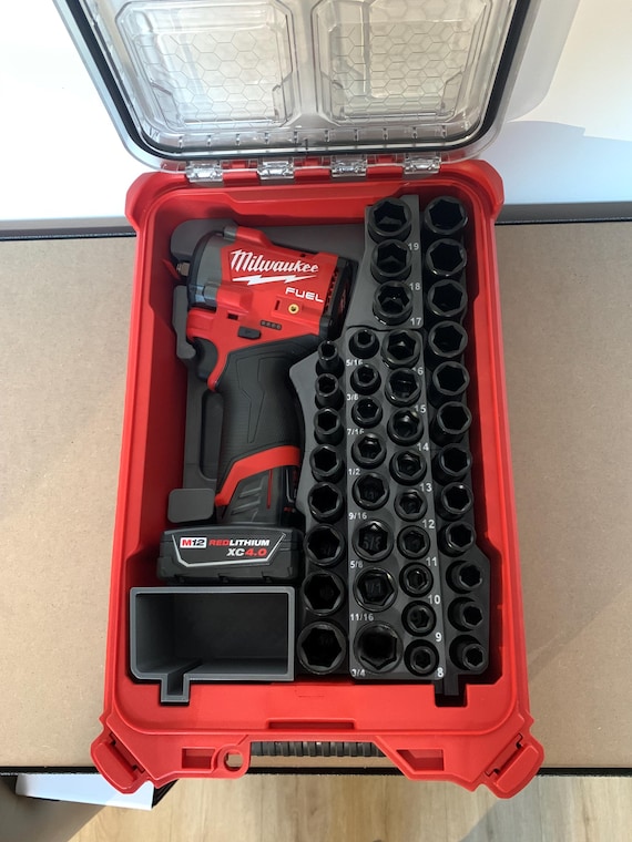 M12 Gen 2 Stubby Impact 3/8 socket set insert for Milwaukee Packout Compact Organizer