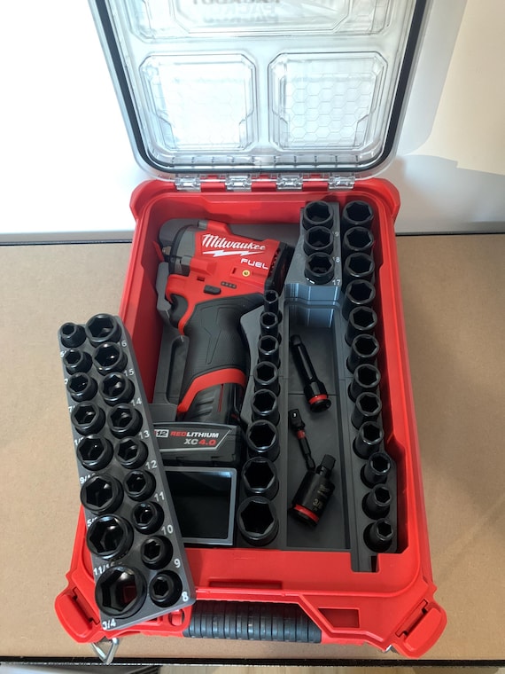 M12 Gen 2 Stubby Impact 3/8 socket set insert for Milwaukee Packout Compact Organizer