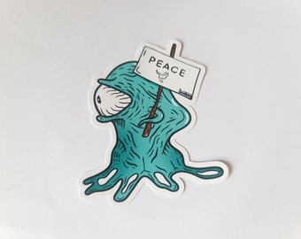 Peace Alien Vinyl Sticker | Tarra, 8cm x 9.7cm size