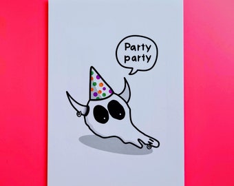 Five Postcards "Cowskull Party Party", A6 | Postikortti 5 kpl, A6