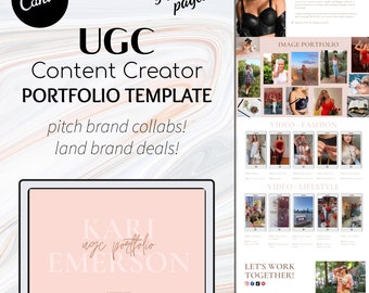 UGC Portfolio Template CONTENT EXAMPLES | Fully Editable on Canva User Generate Content Blogger Influencer Media Kit Template