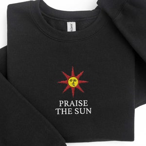 Embroidered Solaire Sweatshirt Praise the sun sweater Dark souls sweatshirt