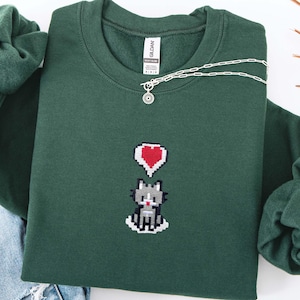Embroidered stardew valley sweatshirt pixelated cat sweatshirt