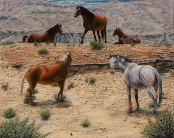 Caballos de roca blanca - Impresión Giclee