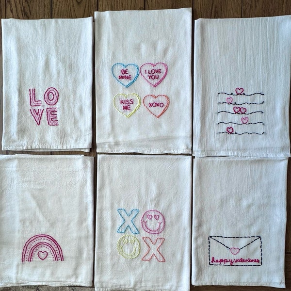 Embroidered Valentines Cup Towels