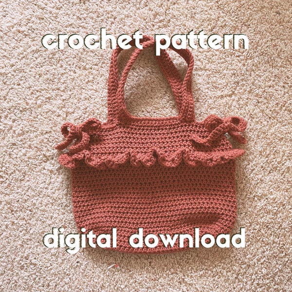 Ruffles and Bows Crochet Tote Bag Pattern | Beginner Crochet Pattern | Crochet Instructions | Crochet Gifts for Girls