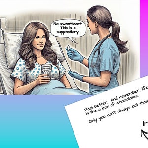 Cartão - Fique bem, engraçado, fique bem, paciente, hospital, médico, enfermeira, paciente, amor, remédio