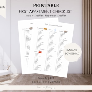 First Apartment Checklist | New Home Checklist | Apartment Essentials | Instant Download
