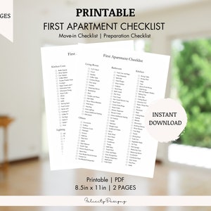First Apartment Checklist | New Home Checklist | Apartment Essentials | Instant Download