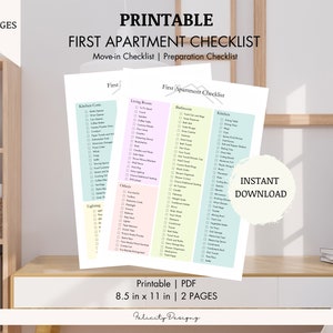 First Apartment Checklist | New Home Checklist | Apartment Essentials | Instant Download