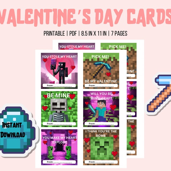 Gamer Valentine's Day Cards | Valentine Cards for Classroom | School Valentine's Day Cards  | Instant Download