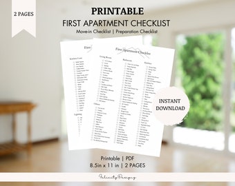 First Apartment Checklist | New Home Checklist | Apartment Essentials | Instant Download