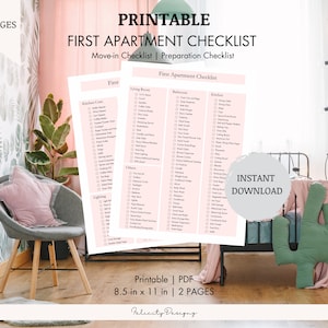 First Apartment Checklist | New Home Checklist | Apartment Essentials | Instant Download