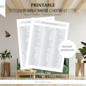 First Apartment Checklist | New Home Checklist | Apartment Essentials | Instant Download