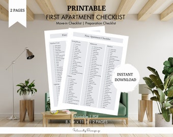 First Apartment Checklist | New Home Checklist | Apartment Essentials | Instant Download