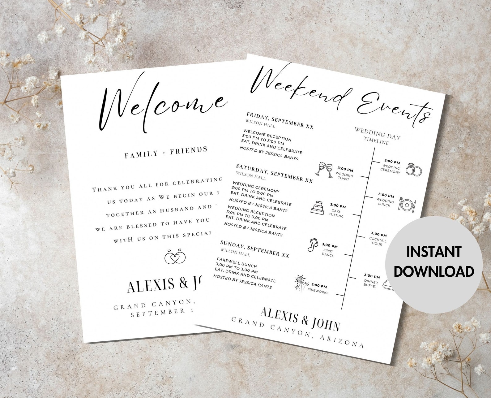 EDITABLE Wedding Hotel Bag Itinerary Template | Welcome Letter and ...
