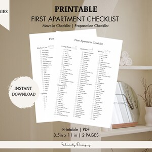 First Apartment Checklist | New Home Checklist | Apartment Essentials | Instant Download