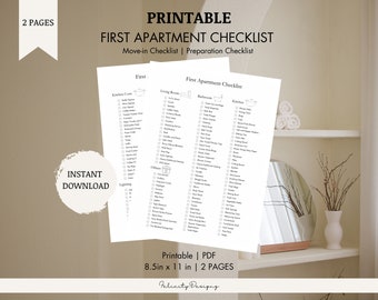 First Apartment Checklist | New Home Checklist | Apartment Essentials | Instant Download