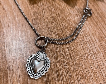FALLING HEART sacred heart necklace