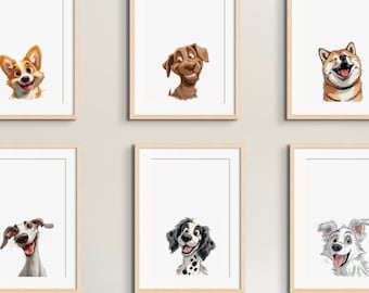 Cool dog prints, Kids room decor, Teen wall art, Dogs prints, Dog wall art, Nursery printable art, Wall art for child, Dog posters, Canine