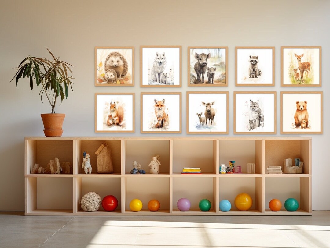 Woodland Animal Nursery Prints, Set of 10 Woodland Nursery Prints ...