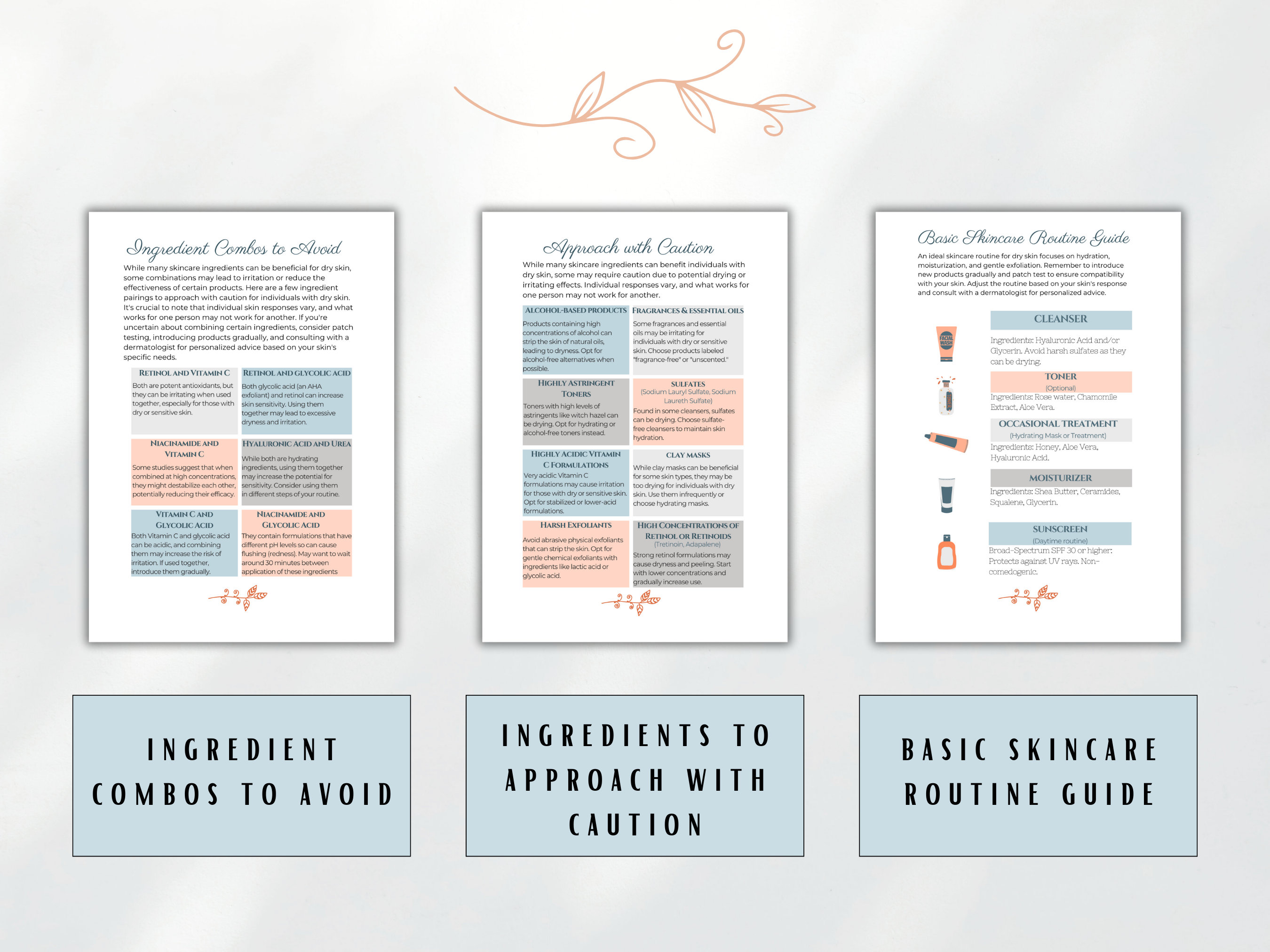 Skincare Ingredient Cheat Sheet for Dry Skin, Printable and Digital PDF