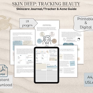 Printable Skincare Tracker, Skincare Routine, Acne Guide, Digital Skincare Tracker Goodnotes, A4, A5, US Letter, PDF