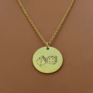 minimal dice necklace, dainty dice pendant gift for her, tiny dice silver necklace