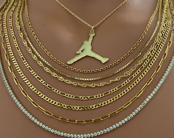 Collier Jumpman en argent : pendentif Michael Jordan NBA, chaîne personnalisable