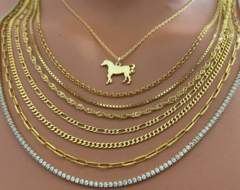 Dainty Horse Necklace, Minimal Silver Pendant, Custom Chain