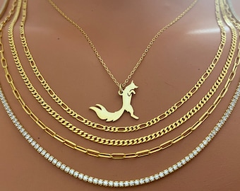 Dainty Fox Necklace: Gold Plated Animal Pendant with Chain
