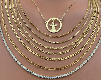 Dainty Angel Pendant Necklace, Choose Your Chain & Color