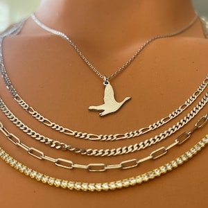 Goose Necklace, Silver Geese Necklace, Silver Goose Necklace