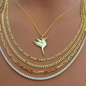 hummingbird silver necklace, dainty hummingbird necklace
