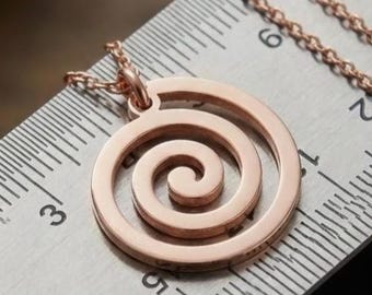 Dainty Silver Swirl Necklace, Spiral Pendant