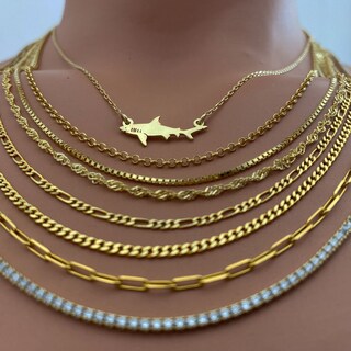 Collana Con Ciondolo Squalo In Lega - Regolabile, Argento/oro - Gioiello Carino Per Donne E Uomini