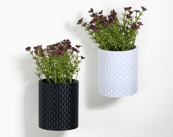 Wall Plant Pot with Hidden Drip Tray - Quilted Plant Pot