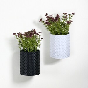 Wall Plant Pot with Hidden Drip Tray Quilted Plant Pot Set of Two