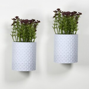 Wall Plant Pot with Hidden Drip Tray Quilted Plant Pot Marble